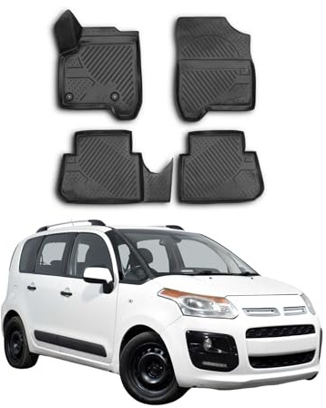OMAC Gummimatten Fußmatten kompatibel mit Citroen C3 Picasso 2009-2016 TPE Schwarz 4X