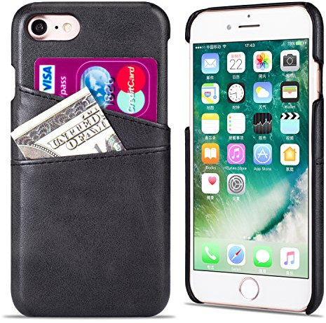 QLTYPRI for iPhone 6 6S Case, Premium PU Leather Case with Card Holder Slim Hard Shell Shockproof Anti Scratch Wallet Case Cover for iPhone 6 6s - Black