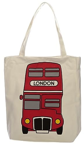 London Bus Cotton Bag with Zip and Lining