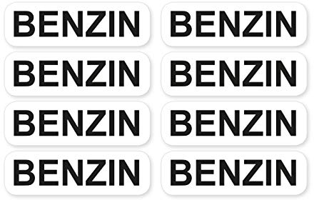Aufkleber Benzin Schild Warnhinweis Sticker Set 8X Autoaufkleber Waschanlagenfest Witterungs- und UV-beständig