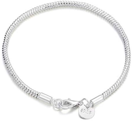 Happyyami Pulsera De Cadena De Serpiente De Chapada Plata Hombres y Mujeres Joyería Elegante Para Bodas y Cumpleaños Plateada