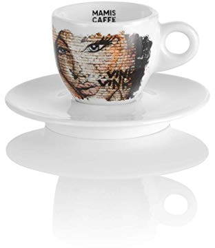 Mamis Caffè Elena - Kaffeetasse - Porzellantasse - Dickwandige Espressotasse - Kaffeetasse im italienischen Stil - Handgefertigte Tasse - Ideal für heiße & kalte Getränke - 65 ml
