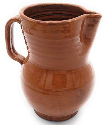 Jarra clasica de barro para VINO esmaltada de 19 cm capacidad 0,75 l.