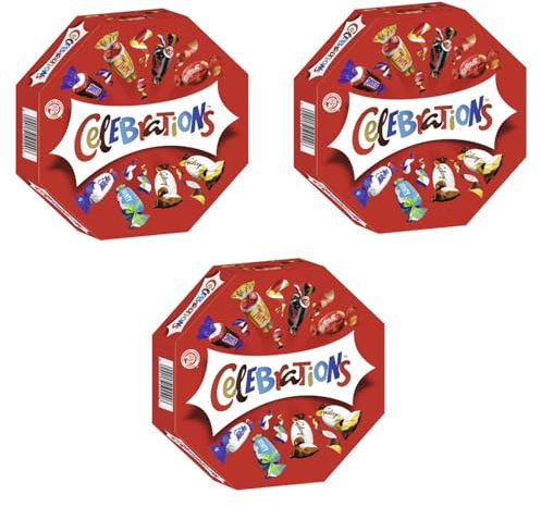 Celebrations Geschenkbox 3X 269g Geburtstag Weihnachten Keks mit Milchschokolade Mars Snickers Twix Bounty Milky Way Galaxy Caramel Maltesers Teasers