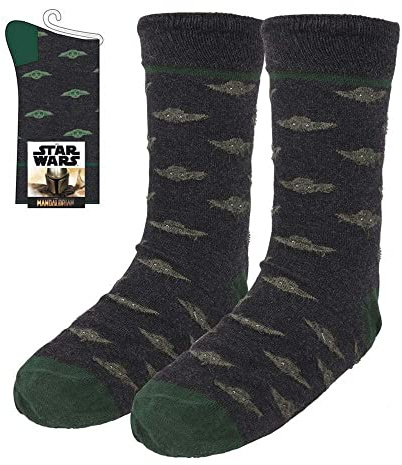 Star Wars Child T.35-41 Baby Yoda Socken Damen The Mandalorian-Offizielles Lizenzprodukt Stars Wars, Galaxie, Schwarz, Einheitsgröße (220006575_35-41-C52)