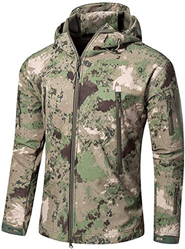 VADOOLL Herren Taktische Jacke Softshell Fleece Kapuzen Outdoor Mantel Warme Winterjacke Militär Softshell Taktische Jacke (Ruin Green,XL)