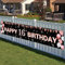 AOLOA 16th Bday Banner for Girls, Super Large Happy 16th Bday Party Decor Black & Rose Gold, Outdoor Bday Banner Backdrop Background Photo Booth for Sweet Sixteen Bday, 40x210cm
