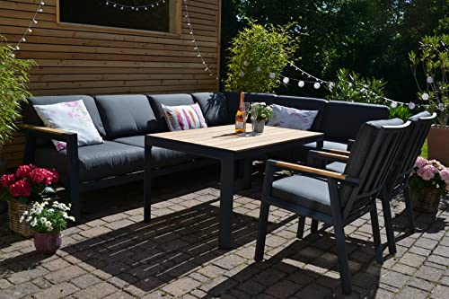 bomey Lounge Set I Alexia Teak Ecklounge + Teak Tisch + 2 Stühle