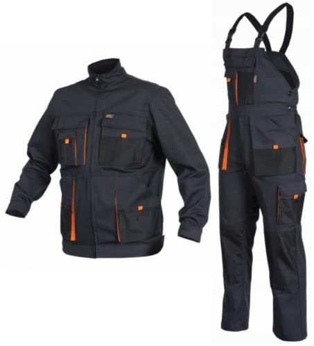 Sara Workwear Set di salopette e giacca | Perfetto per il commercio di pavimenti di meccanici da lavoro | Pantaloni da lavoro da uomo | Lavoro pesante carico carico | Durevole, Blu scuro, XXL