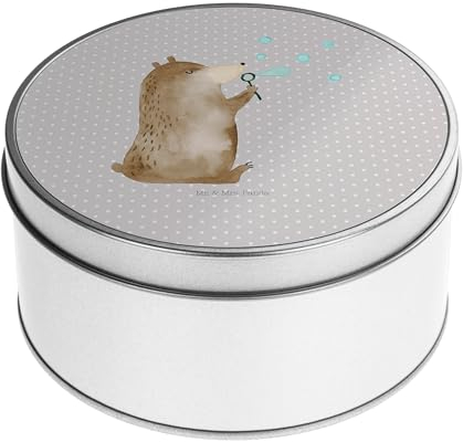 Mr. & Mrs. Panda Blechdose rund Bär Seifenblasen - Geschenk, Keksdose, Teddy, Aufbewahrungskiste, Lunchbox, Teddybär, Metalldose, Seifenblasen Bär