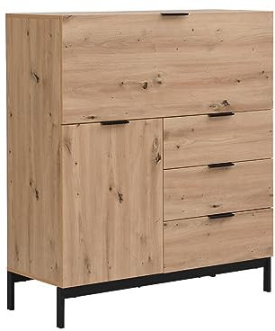 Vente-unique Erwin Sekretär mit 2 Türen und 3 Schubladen â MDF und Metall â Farbe: Natur
