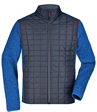 James & Nicholson Herren Melange Strickfleece Hybridjacke - Jacke aus Strickfleece mit Stehkragen in Melange-Optik | Farbe: royal-melange/anthracite-melange | Grösse: 3XL