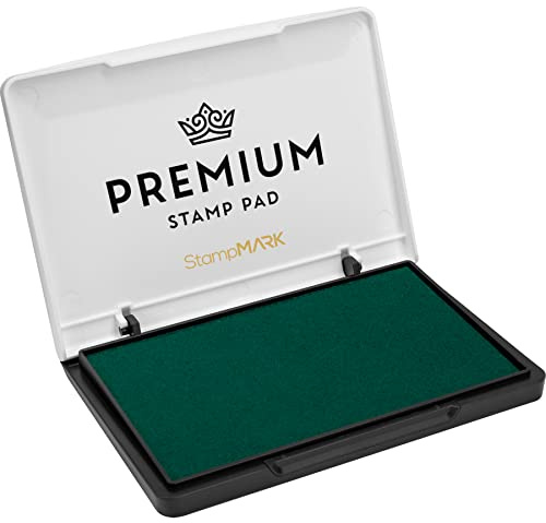 StampMark Premium Stamp Pad Medium Size 3 x 4 - for Traditional Rubber Stamps - Felt Pad Green Color