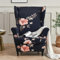 VanderHOME Luxuriöses Schonbezüge Bezug Sesselhusse Elastisch Ohrensessel Schonbezüge Stretch Sesselüberwürfe Waschbar Sofahusse Möbelschutz -Elegante Blume - Blau