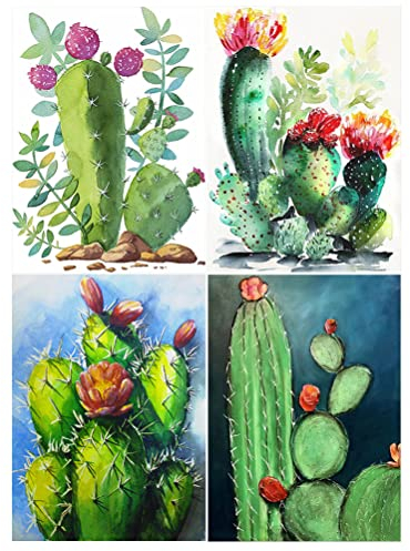 DCIDBEI 4 Pack Diamond Painting Kaktus 30x40 cm Diamant Painting Bilder Diamond Painting Pflanzen Grün Diamant Stickerei Malerei Kits Malen nach Zahlen Basteln Erwachsene Frauen Stickbilder Erwachsene