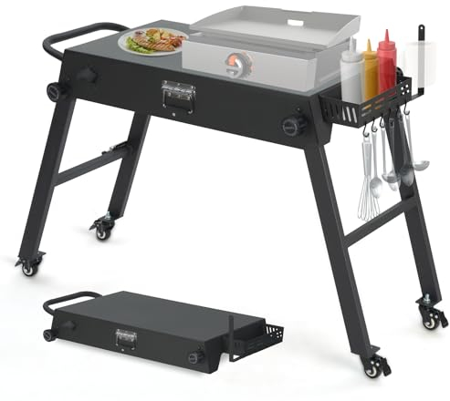 boldworks Grillständer für Blackstone Grilltisch, passend für Blackstone Tischgrill, 43,2 cm und 55,9 cm, tragbar, mit klappbaren und höhenverstellbaren Beinen