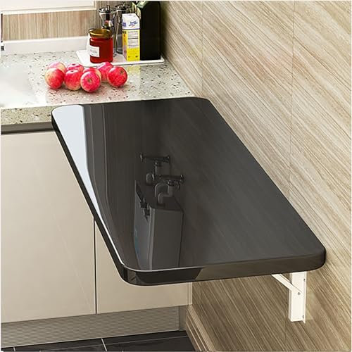 Klapptisch Wandklapptisch, Wandtisch Klappbar Küchentisch, Stabiler Platzsparender Schreibtisch Wandmontage Computertisch Aus Holz, Klapptisch Wandmontage Für Waschküche, Schlafzimmer ( Color : Nero ,