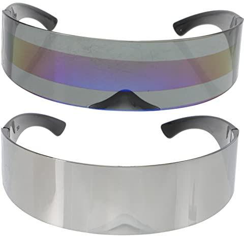 VALICLUD 2st -brille 80er Sonnenbrille 90er Sonnenbrille Kostüm Der 80er Spiegel Wanddekoration Coole Brille Visierbrille Lustige Party Rollenspielkostüm Tragbar Plastik Maske