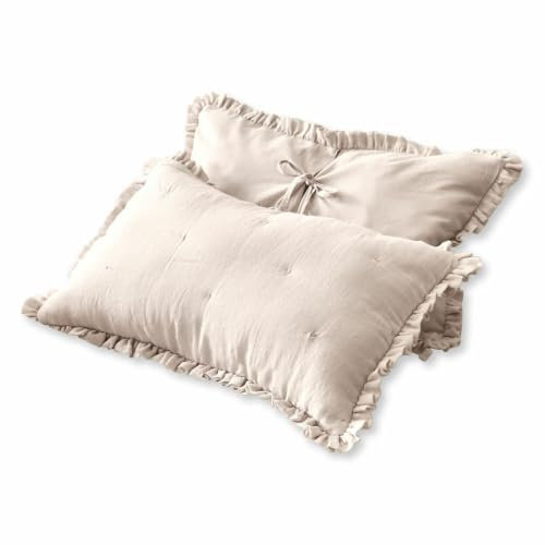 Loberon Kissenhülle 2er Set Iriga, rosa | mit kleinen Ziernähten, verspielte Rüschen-Umrandung, Romantisches Flair, Kissenbezüge, Wohntextilien, Leinen, Baumwolle
