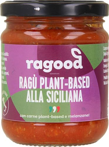 Ragù plant-based alla siciliana. Sugo pronto a base vegetale 3 confezioni da 185 grammi
