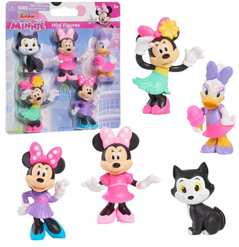 Just Play Paquete de 5 Minifiguras Minnie Mouse de Disney Junior, de 4,3 cm a 6,9 cm de Alto; Juguetes para niños a Partir de 3 años
