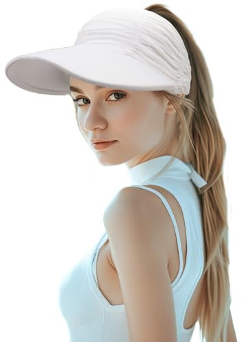 YAMEE Visiera Donna Protettiva Estiva,Cappello con Visiera Donna Protezione UV a Tesa Larga,Visiere da Donna Elastiche Traspiranti per Protezione Solare Leggero Sportiva,per Campeggio,Corsa,Spiaggia