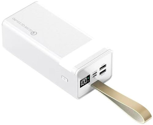 Power Bank ad Alta Capacità da 80000 mAh per Campeggio all'aperto, Caricabatterie Portatile con 2 Uscite e 2 Ingressi, Batteria Esterna con Display LED per Telefoni Tablet(Size:80000mAh,Color:Bianco)