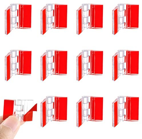 Amabro 12pcs Acrylic Small Hinges, Self Adhesive Folding Hinges Plastic Clear Piano Hinge Mini Transparent Hinge Tools for Glass Crafts Aquarium Lid Cabinet Furniture Display Stand(25 x 35 mm)