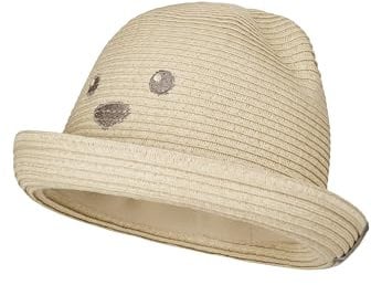 Sterntaler Strohhut Bär - Sommer Hut mit Bärengesicht und Ripsband - UV-Schutz 50+ Sonnenhut - Baby und Kinder Sommer Kopfbedeckung - Sand, Größe 55