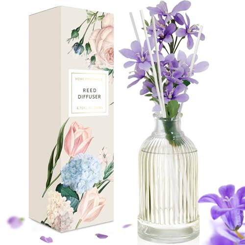Scent-Hi Raumduft Reed Diffuser Stäbchen Duftöldiffusoren 200 ml, Gänseblümchen, Baumwollblüte Duftnoten, Home Duft Zimmerduft für Badezimmer Regal Dekoration-Schnee Orchidee
