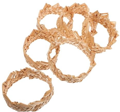 FELTECHELECTR 6pcs Straw Napkin Rings Wicker Napkin Rings Rattan Napkin Rings Boho Napkin Rings Burlap Napkins Ring Rattan Napkin Holder Woven Napkin Holder Rustic Serviette Ring