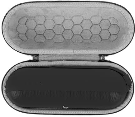 Geekria Shield Lautsprecherhülle, kompatibel mit Beats Pill-Hülle, Ersatz-Hartschale, tragbare Lautsprecher, schützende Tragetasche mit Kabelaufbewahrung, Schlüsselanhänger-Haken (Dunkelgrau)