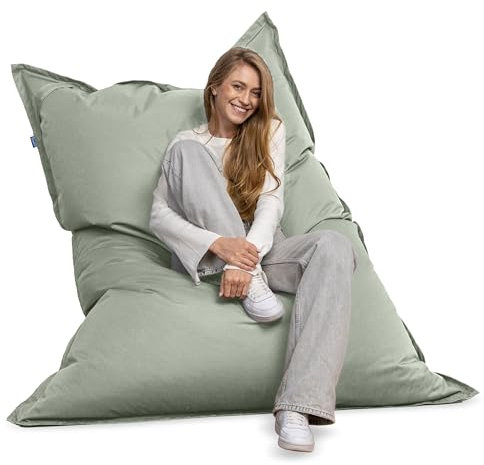 Bruni Riesen-Sitzsack Caree in Felsgrau – rechteckiger XXL-Sitzsack mit 140x180 cm und 400 l Füllung, Bean-Bag mit Innenhülle, Liegesack, Abnehmbarer Bezug, Indoor und Outdoor, aus Deutschland