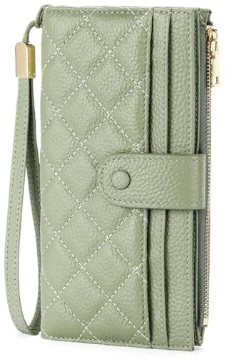FALAN MULE Portefeuille pour Femme, Grand Format Long, en Cuir, avec Blocage RFID, Grande Capacité, 12 Emplacements pour Cartes et Compartiment pour Téléphone Portable avec Fermeture éclair