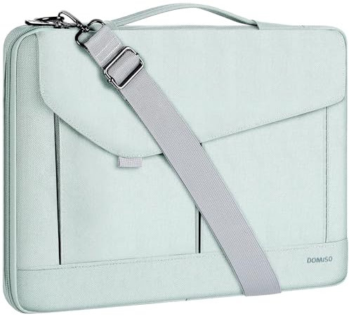 DOMISO 15-15,6 Pouces Sacoche pour Ordinateur Portable Résistant à l'Eau Sac Epaule pour ThinkPad L580/16 MacBook Pro/IdeaPad 320/Dell XPS 15/HP Envy x360/ASUS ROG Zephyrus,Vert Menthe Foncé