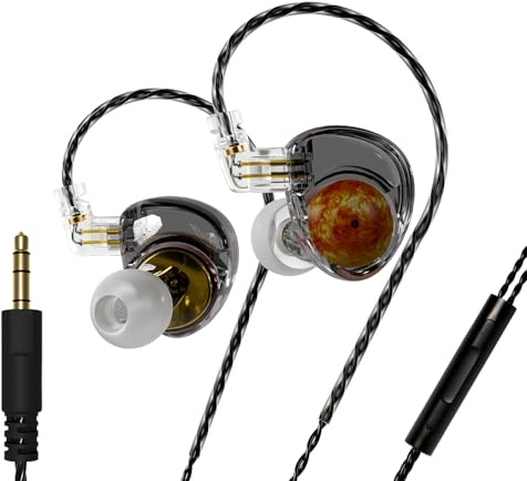 CCA ND Planet IEM Earphones: 12mm Dual Magnetic Drivers, HiFi Gaming Earbuds with Detachable 2-Pin Cable, Noise Isolating in-Ear Monitors for Musician Audiophile Singer DJ
