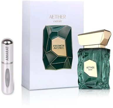 Aether Extrait de Parfum 100 ml, Perfume Árabe Unisex de Larga Duración, Incluye Atomizador Recargable 5 ml, Fragancia con Notas de Ámbar, Almizcle Blanco, Rosa y Vainilla (Aether Extrait)
