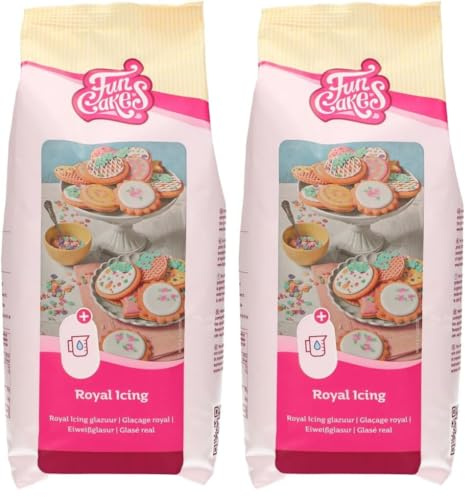 FunCakes FunCakes Mix pour Glaçage Royal, facile à utiliser, pour la décoration de gâteaux et de biscuits, beau glaçage, ajoutez uniquement de l'eau, Halal. 900 g. 0.90 kg (Lot de 2)