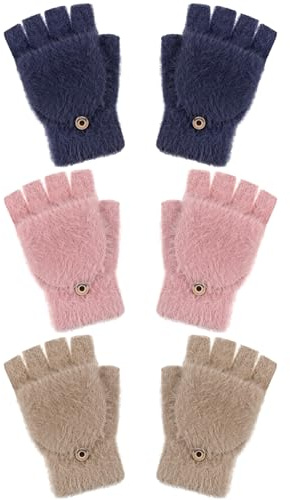 Geyoga 3 Fingerlos Handschuhe | Winter Thermohandschuhe, Warme Wandelbare Flip Fäustlinge, Mit Fingerlos Design, Für Kalte Wintertage