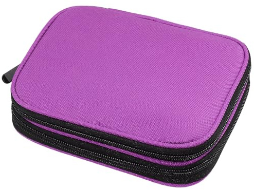 Calolin Crochet Hook Organizer Case, 2-Layer Design, Large Capacity Knitting Needle Storage Bag with Elastic Bands & Mesh Pockets, 7x5.7x1.2 Portable Crochet Accessories Holder