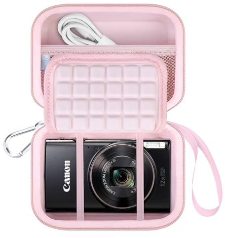 Lacdo Camera Case for Canon IXUS 285 HS, Kodak PIXPRO FZ45 FZ55, Sony Cyber-Shot DSC-W830 WX500 WX350 W810 W800 Digital Camera, Protective Hard EVA Camera Travel Storage Case with Mesh Pocket, Pink