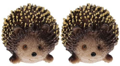 SEWACC Igel Gartenfigur Miniatur Kunststoffdekoration für Draußen | Bonsai Dekoration aus Kunststoff, Kreative Igelstatue, 2 Stück, Kunstvolle Akzente für Garten und Terrasse