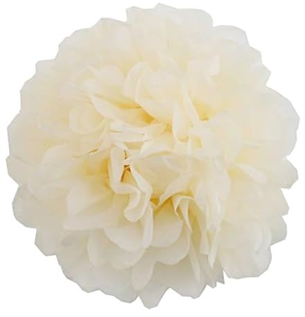 Hosifiy 20 Stück Beige Deko Seidenpapier Pompons, 25cm Dekorpapier Blumenpuscheln Papier für Geburtstag Party, Baby Shower, Taufe Mädchen, Einschulungsparty Mottoparty Feier