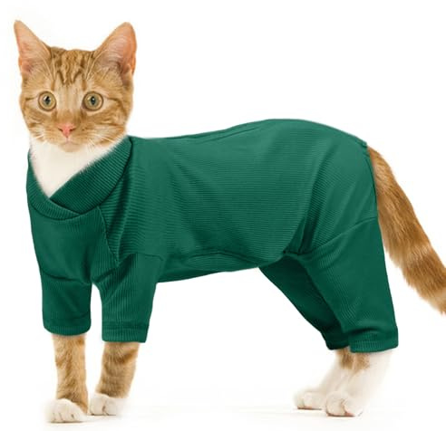 Cat Clothing, Cat Coats and Body Warmers Comfortable Clothes Outfit Surgery Recovery Suit(Armygreen, XL)