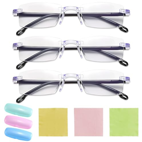 3 Stück Intelligente Zoom Brille Automatische Fokuseinstellung, Intelligente Brille für Damen und Herren, Leicht und Komfortabel und Leicht zu lesen, Multifokale Lesebrille, Anti Blaulicht Lesebrille
