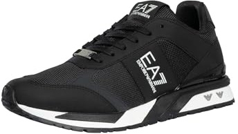 EA7 Herren Sneaker Aus Mesh Mit Logo, Black/Silver/White, 42 EU