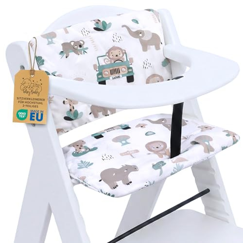 Sitzverkleinerer für Hochstuhl Baby Sitzkissen Stuhl 2-teilig - Kinder Sitzauflage für Hauck und Stokke Kinderhochstuhl High Chair Cover für Treppenhochstuhl und Babystuhl Oeko-Tex Afrika