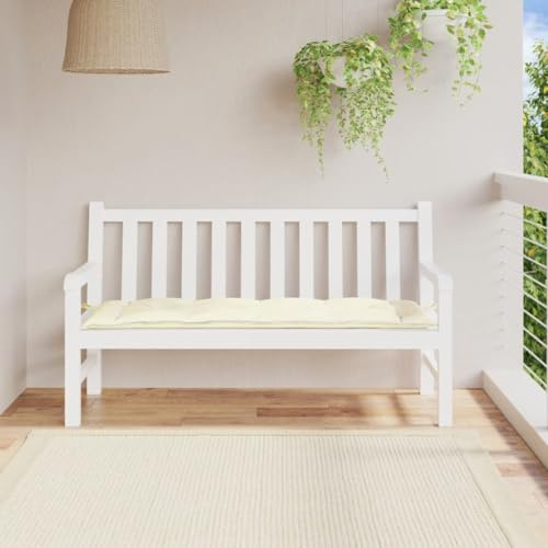 mtlskopl Sitzauflage Bank 150x50x7 cm cremeweiß Oxford wetterfest mit 30 cm Befestigungsband bequem Outdoor Gartenstuhl Sofa Eckbank Balkon und Terrasse