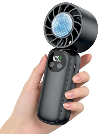 Portable Handheld Fan, High Speed 1-199 Turbo Cooling, 4000mAh Battery Electric Fan Handheld, Up to 30Hrs Cooling, Rechargeable Personal Fan, Small Pocket Fans for Travel/Outdoor/Home (Black)