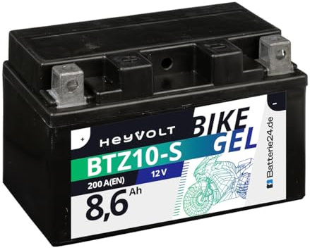HeyVolt Motorradbatterie 12V 8,6Ah BTZ10-S 50922 GEL | YTZ10-S